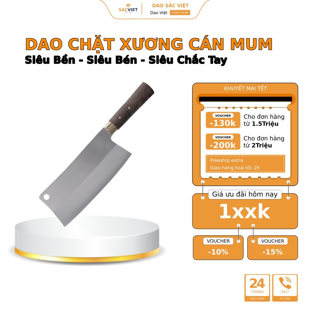 Dao chặt cán mun, dao sắc việt